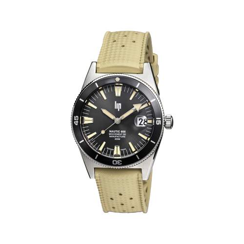 Montre LIP MANUFACTURE nautic 666 mixte automatique, bracelet silicone beige