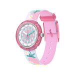 Montre FLIK FLAK x Monbento enfant cadran blanc bracelet pet recycle rose - vue 1