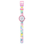 Montre FLIK FLAK x Monbento enfant cadran blanc bracelet pet recycle rose - vue D1