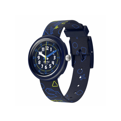 Montre FLIK FLAK x Monbento enfant cadran bleu bracelet pet recycle bleu