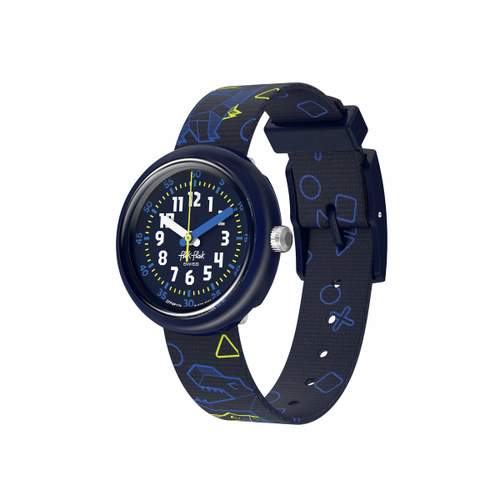 Montre FLIK FLAK x Monbento enfant cadran bleu bracelet pet recycle bleu