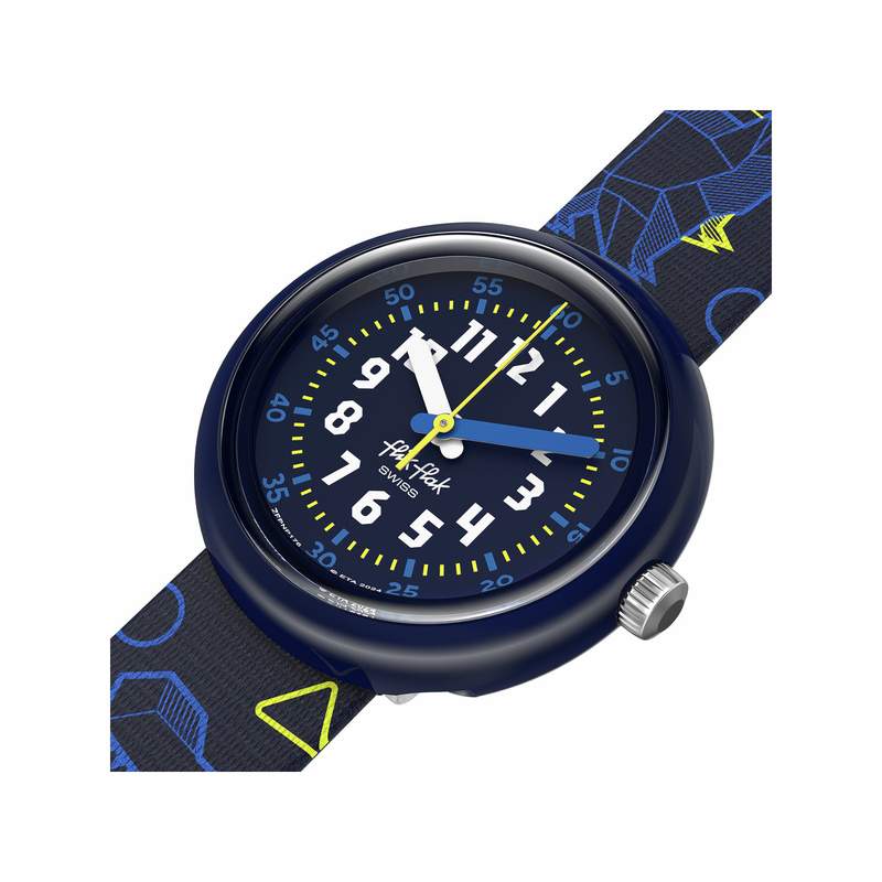 Montre FLIK FLAK x Monbento enfant cadran bleu bracelet pet recycle bleu - vue 2