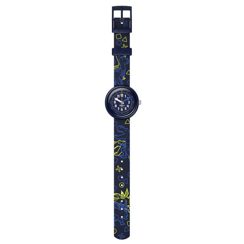 Montre FLIK FLAK x Monbento enfant cadran bleu bracelet pet recycle bleu - vue D1