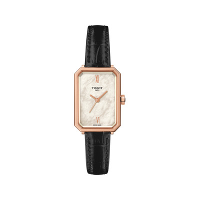 Montre TISSOT SRV femme cadran blanc bracelet cuir noir - vue 1