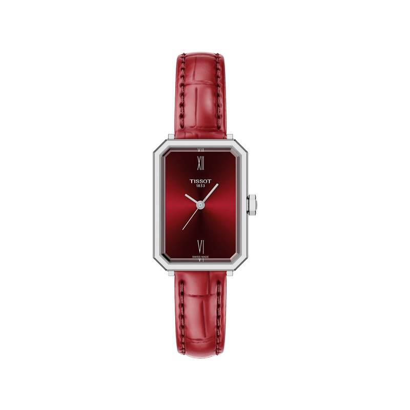 Montre TISSOT SRV femme cadran rouge bracelet cuir rouge - vue 1