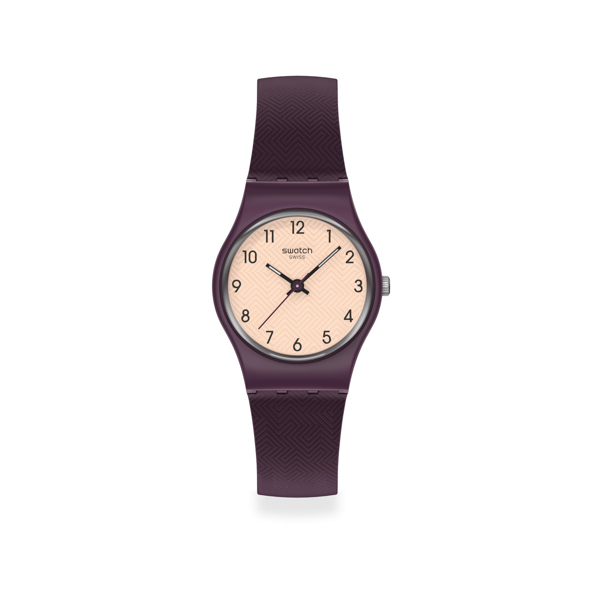 Montre SWATCH essentials femme cadran gris bracelet plastique prune