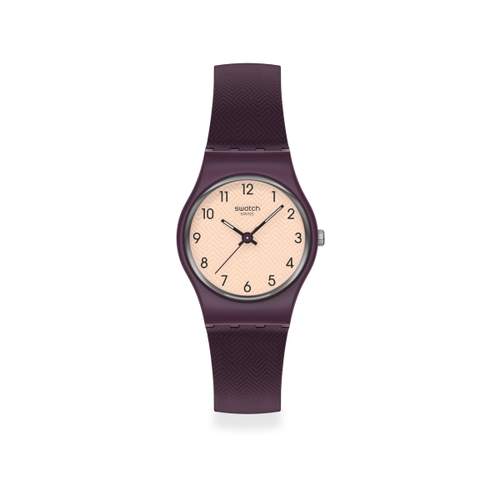 Montre SWATCH essentials femme cadran gris bracelet plastique prune