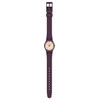 Montre SWATCH essentials femme cadran gris bracelet plastique prune - vue VD1