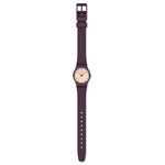 Montre SWATCH essentials femme cadran gris bracelet plastique prune - vue D1