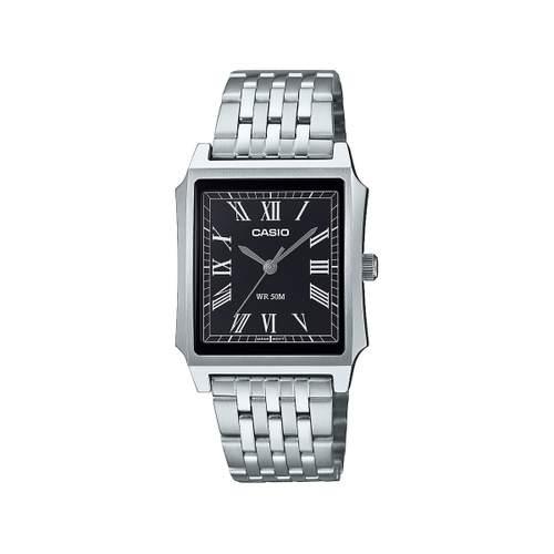 Montre CASIO timeless collection mixte cadran noir bracelet acier inoxydable