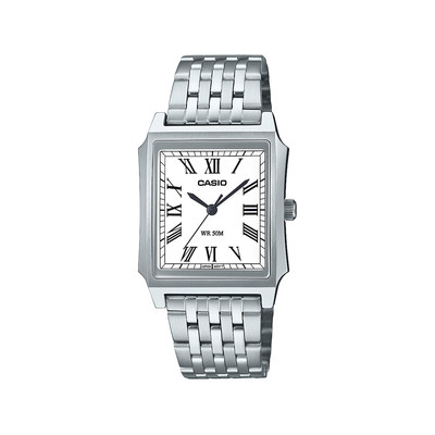 Montre CASIO Timeless collection mixte cadran blanc bracelet acier inoxydable