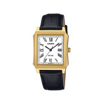 Montre CASIO Timeless collection mixte cadran blanc bracelet cuir marron - vue 1