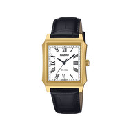 Montre CASIO Timeless collection mixte cadran blanc bracelet cuir marron