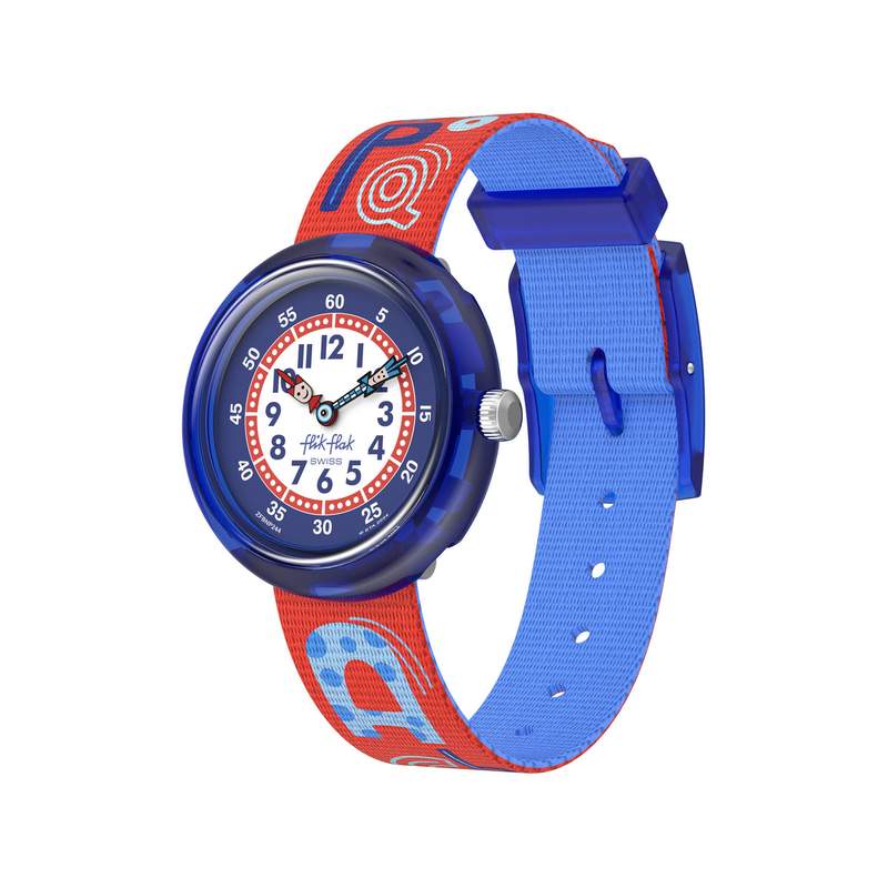 Montre FLIK FLAK Classroom Creations enfant cadran rose bracelet pet recycle rouge - vue 1