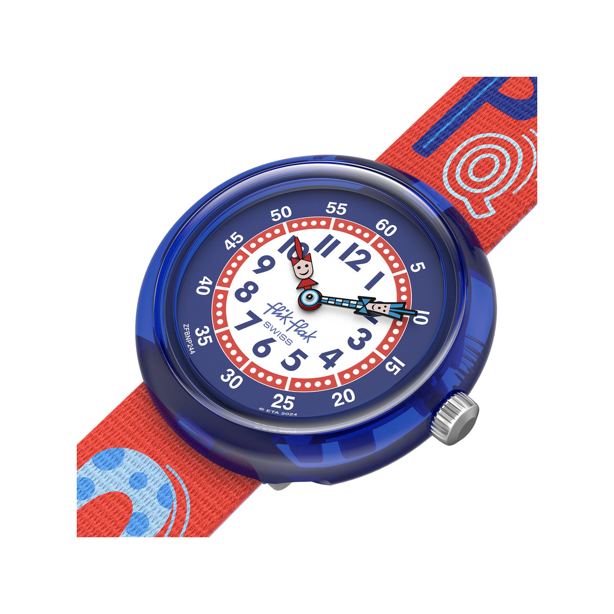 Montre FLIK FLAK Classroom Creations enfant cadran rose bracelet pet recycle rouge - vue 2