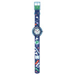 Montre FLIK FLAK Classroom Creations enfant cadran blanc bracelet pet recycle bleu - vue D1