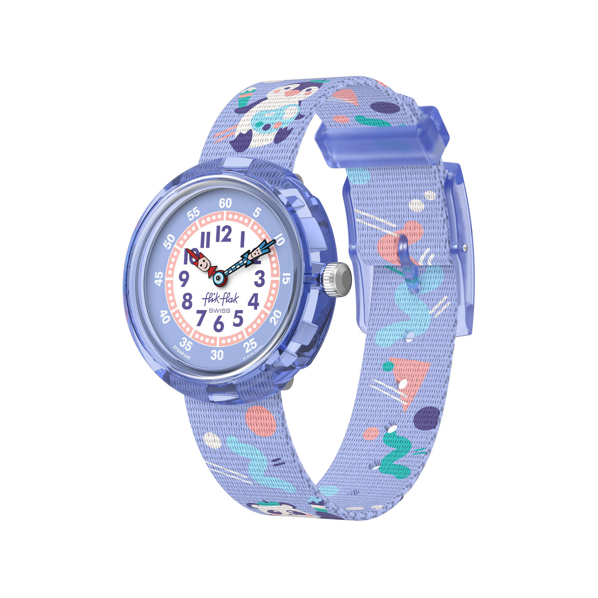 Montre FLIK FLAK Classroom Creations enfant cadran vert bracelet pet recycle bleu