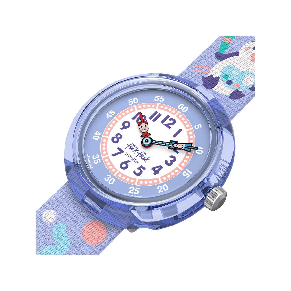 Montre FLIK FLAK Classroom Creations enfant cadran vert bracelet pet recycle bleu - vue 2