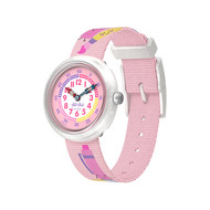 Montre FLIK FLAK Classroom Creations enfant cadran bleu bracelet pet recycle rose
