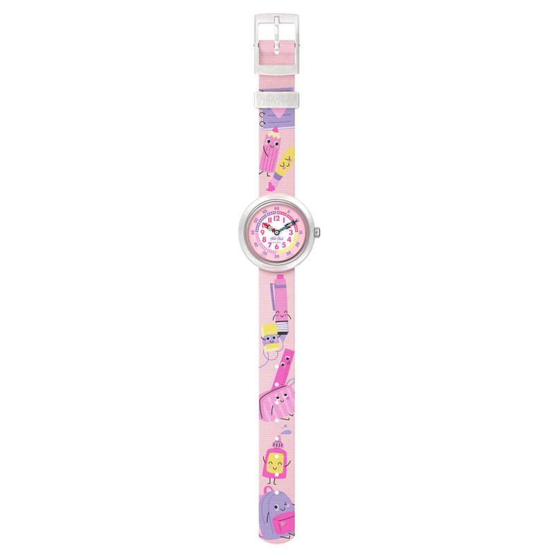 Montre FLIK FLAK Classroom Creations enfant cadran bleu bracelet pet recycle rose - vue D1