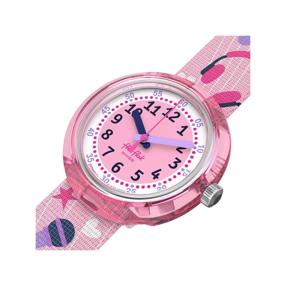 Montre FLIK FLAK Classroom Creations enfant cadran rose bracelet pet recycle rose - vue 2