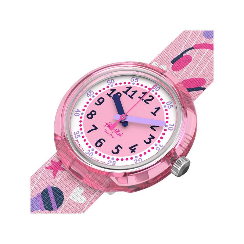 Montre FLIK FLAK Classroom Creations enfant cadran rose bracelet pet recycle rose - vue 2