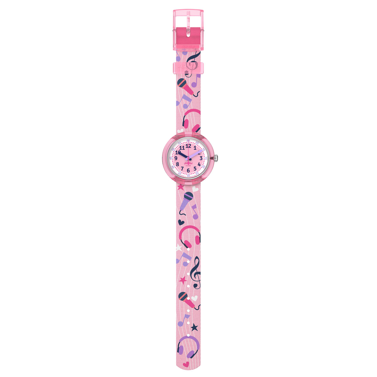 Montre FLIK FLAK Classroom Creations enfant cadran rose bracelet pet recycle rose - vue D1