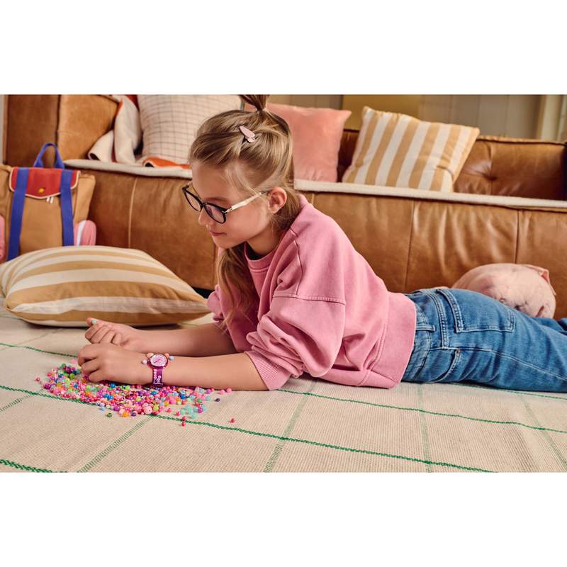 Montre FLIK FLAK Classroom Creations enfant cadran violet bracelet pet recycle violet - vue porté 1