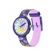 Montre FLIK FLAK Classroom Creations enfant cadran noir bracelet pet recycle bleu