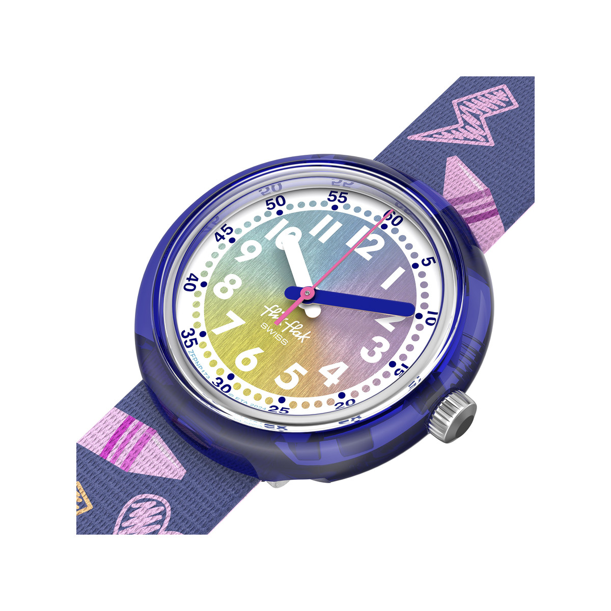 Montre FLIK FLAK Classroom Creations enfant cadran noir bracelet pet recycle bleu - vue 2