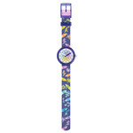 Montre FLIK FLAK Classroom Creations enfant cadran noir bracelet pet recycle bleu - vue D1
