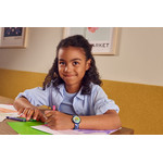 Montre FLIK FLAK Classroom Creations enfant cadran noir bracelet pet recycle bleu - vue porté 1