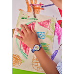 Montre FLIK FLAK Classroom Creations enfant cadran noir bracelet pet recycle bleu - vue porté 2