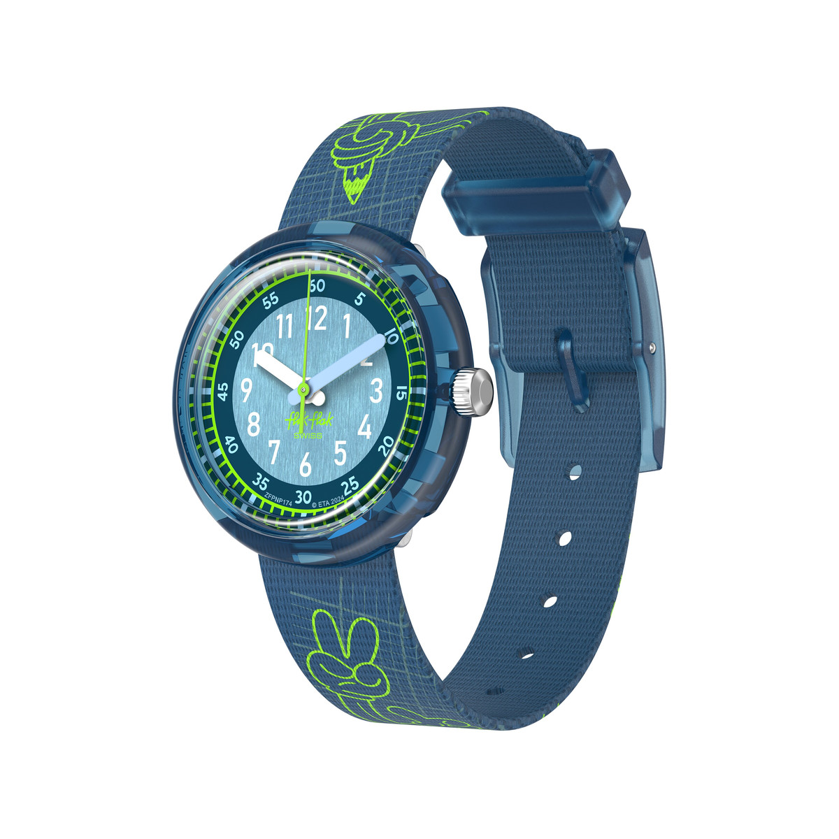Montre FLIK FLAK Classroom Creations enfant cadran bleu bracelet pet recycle bleu