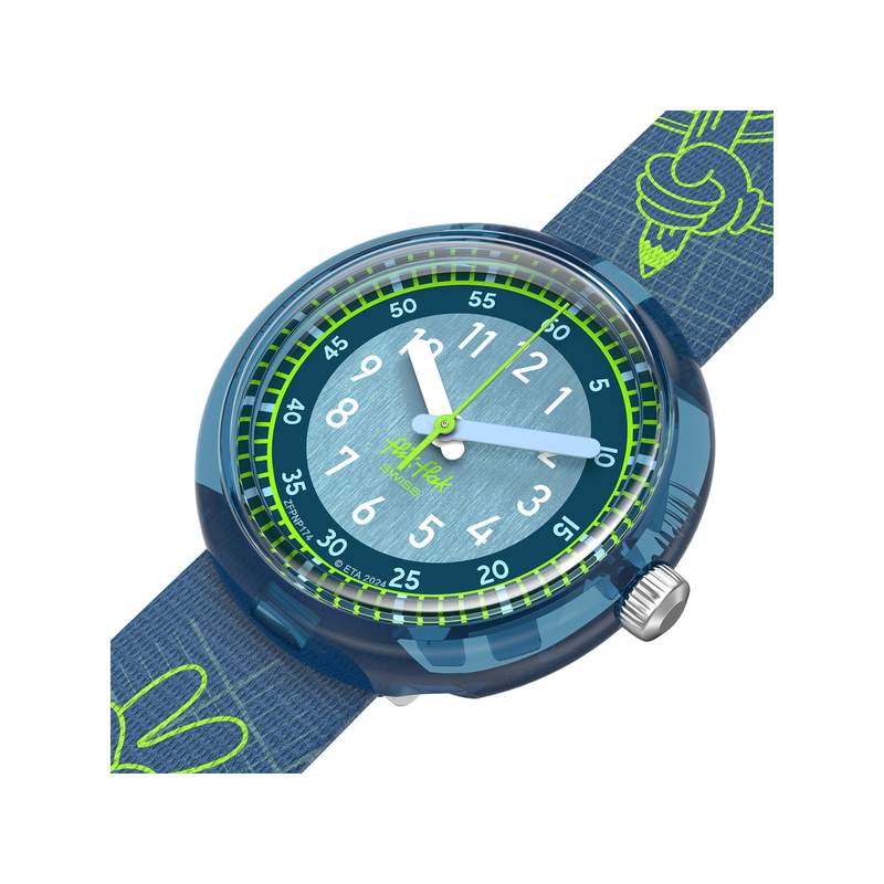 Montre FLIK FLAK Classroom Creations enfant cadran bleu bracelet pet recycle bleu - vue 2
