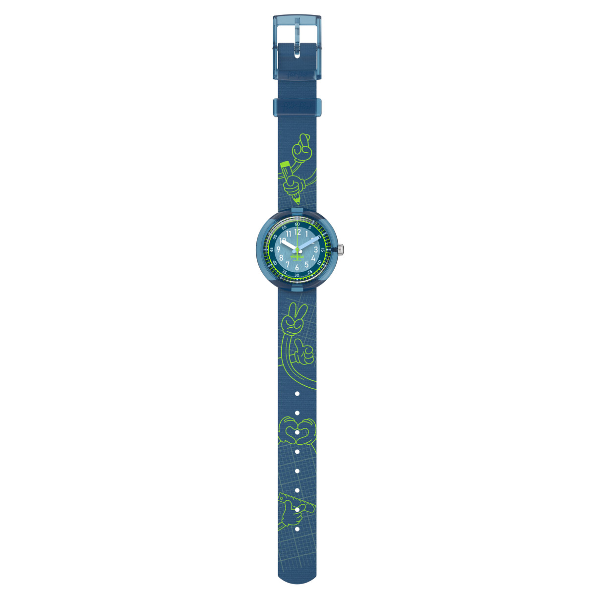 Montre FLIK FLAK Classroom Creations enfant cadran bleu bracelet pet recycle bleu - vue D1