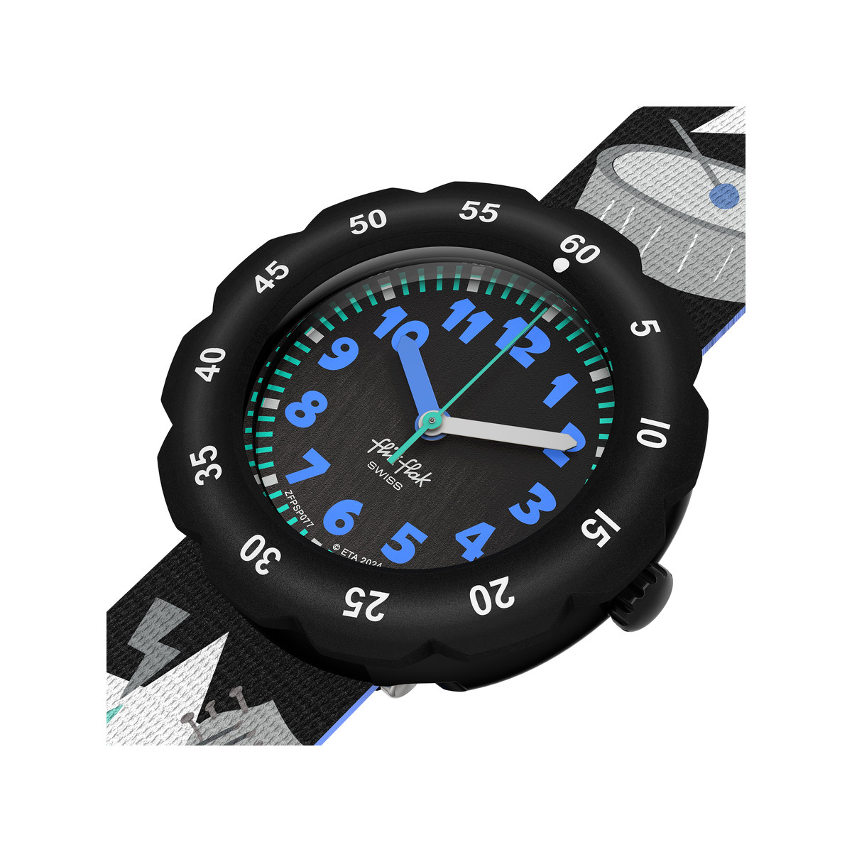 Montre FLIK FLAK Classroom Creations enfant cadran blanc bracelet pet recycle noir - vue 2