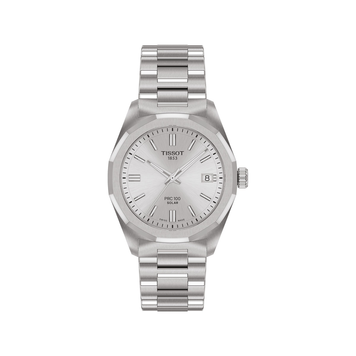 Montre TISSOT prc 100 solar mixte solaire, bracelet acier inoxydable gris