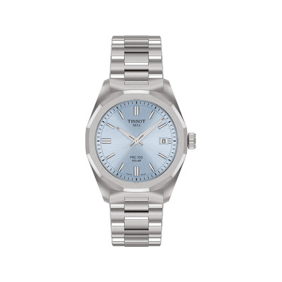 Montre TISSOT PRC 100 SOLAR mixte cadran bleu bracelet acier inoxydable