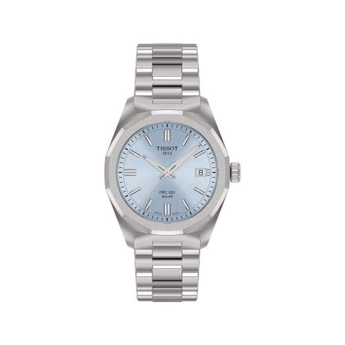Montre TISSOT PRC 100 SOLAR mixte cadran bleu bracelet acier inoxydable