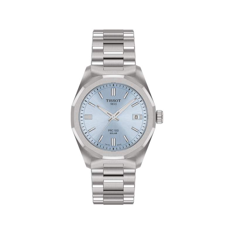 Montre TISSOT PRC 100 SOLAR mixte cadran bleu bracelet acier inoxydable - vue 1
