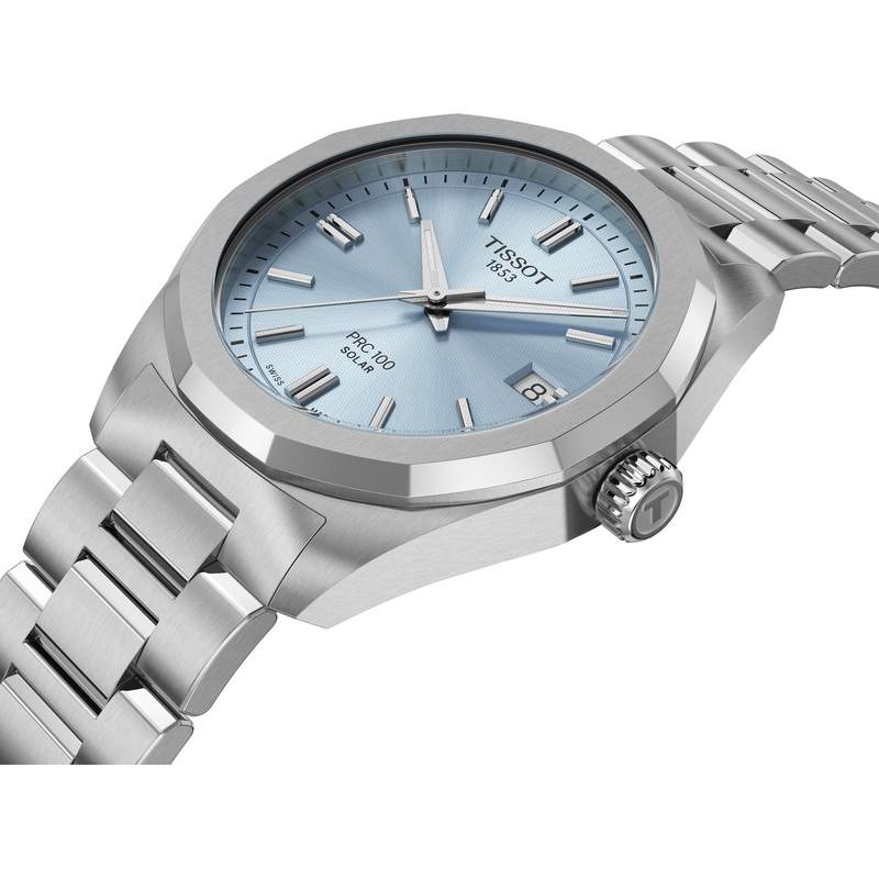 Montre TISSOT PRC 100 SOLAR mixte cadran bleu bracelet acier inoxydable - vue 2