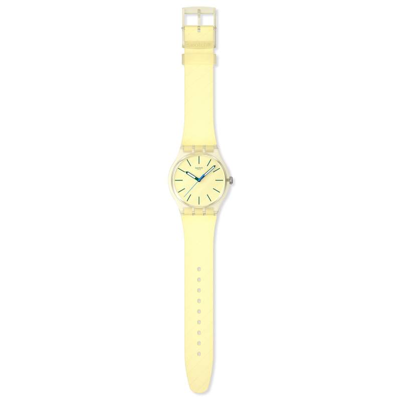 Montre SWATCH essentials mixte bracelet plastique jaune - vue D1