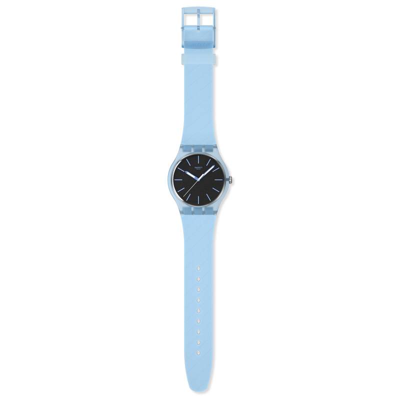 Montre SWATCH essentials mixte bracelet plastique bleu - vue D1
