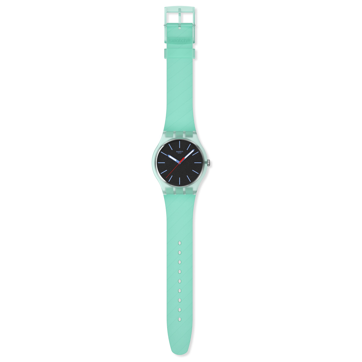 Montre SWATCH essentials mixte bracelet plastique turquoise - vue D1