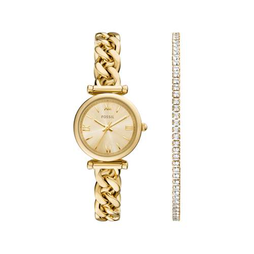 FOSSIL carlie mini dameshorloge goud roestvrij stalen armband