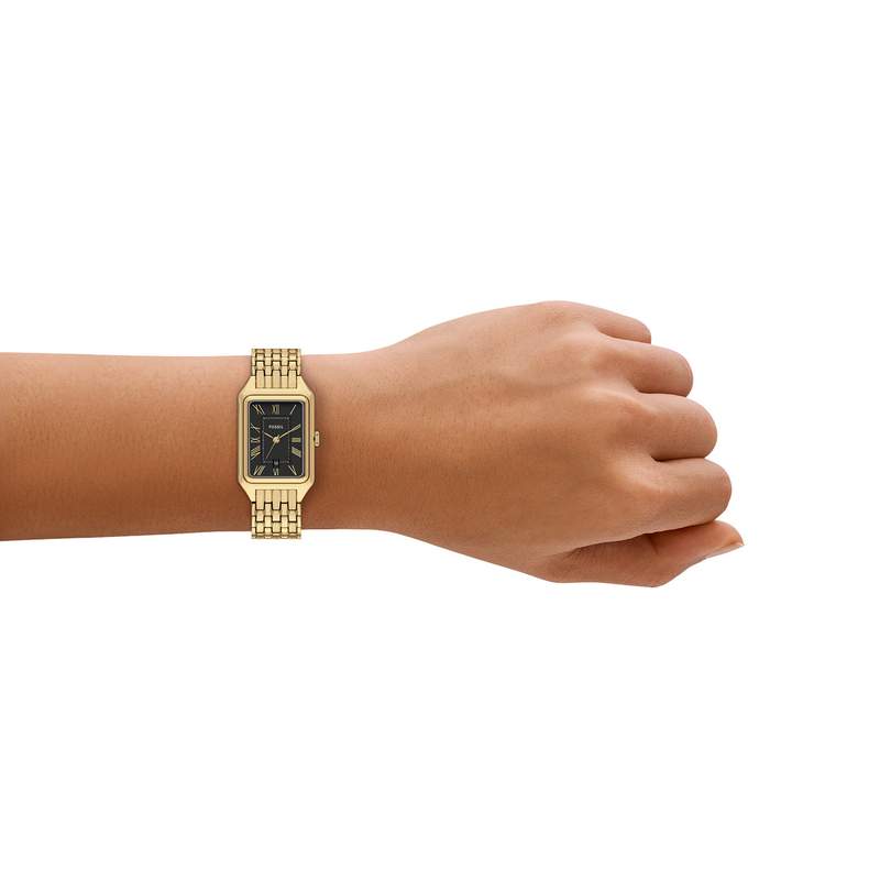 Montre FOSSIL raquel femme bracelet acier inoxydable doré - vue porté 2