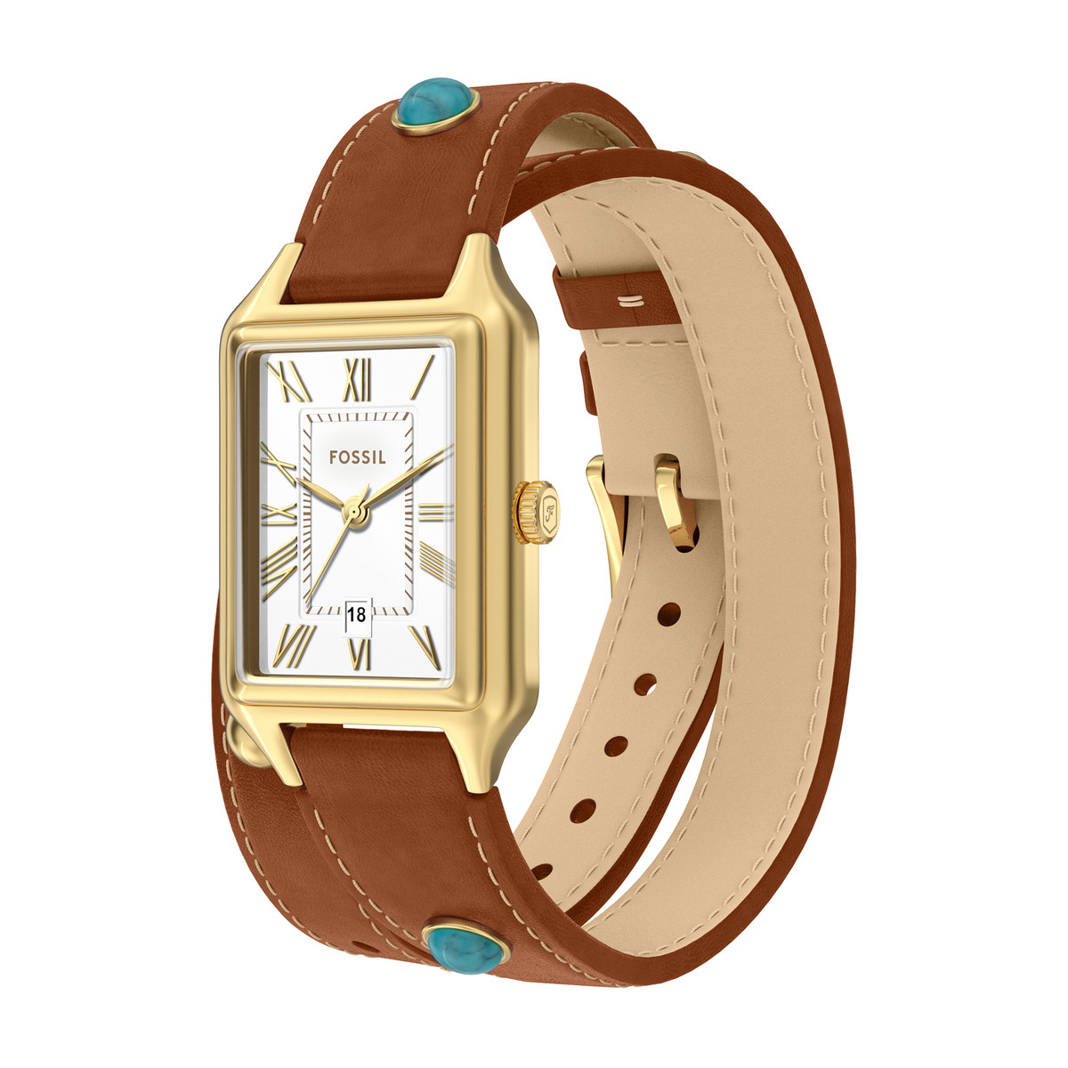 Montre FOSSIL raquel femme bracelet cuir marron - vue D2