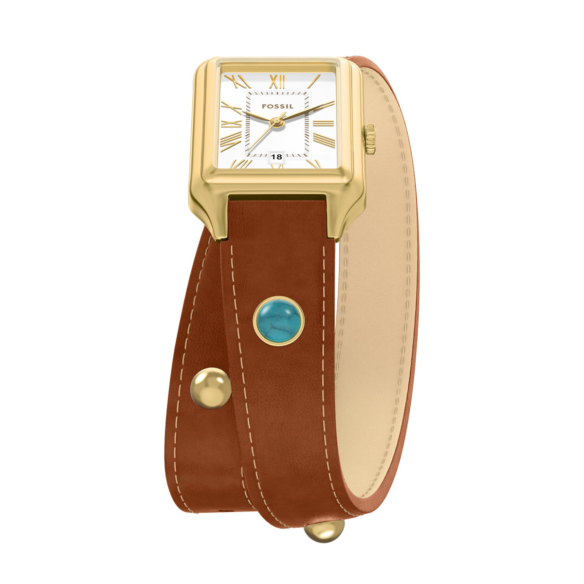 Montre FOSSIL raquel femme bracelet cuir marron - vue D3