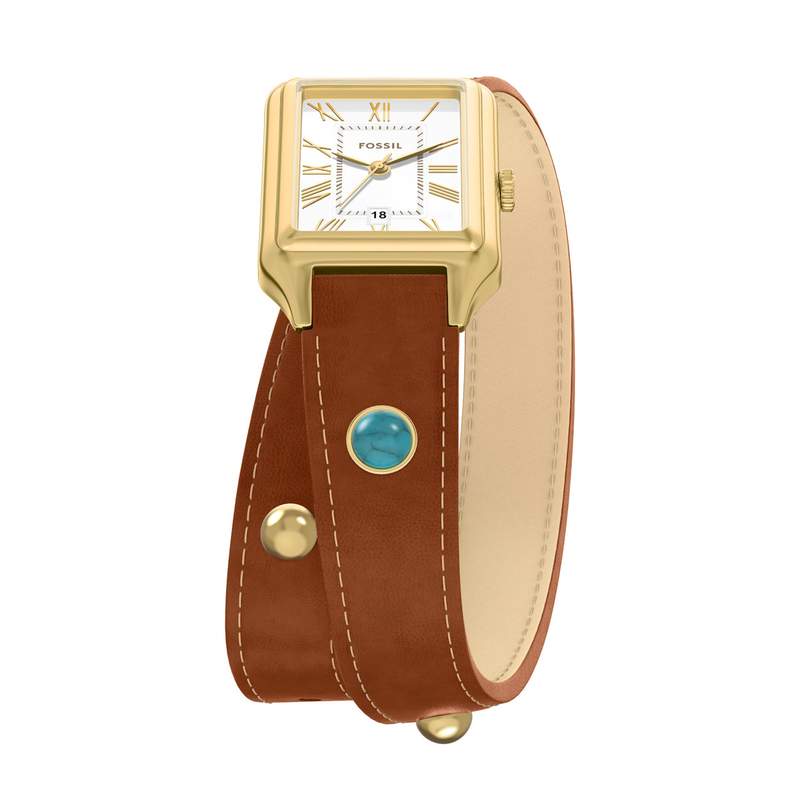 Montre FOSSIL raquel femme bracelet cuir marron - vue D3
